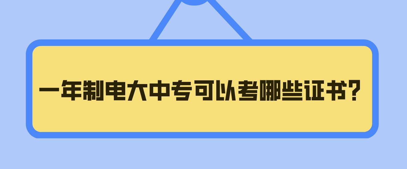 一年制电大中专可以考哪些证书？