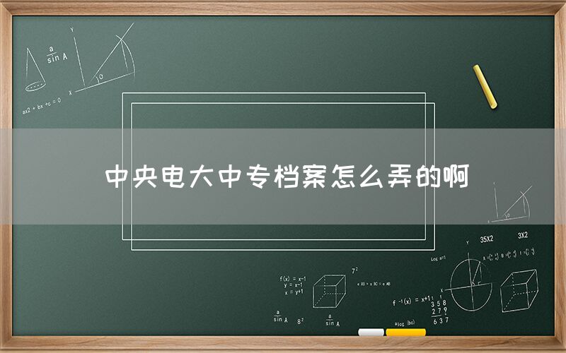 中央电大中专档案怎么弄的啊